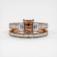 18K Rose Gold Three Stone Ring Setting Image