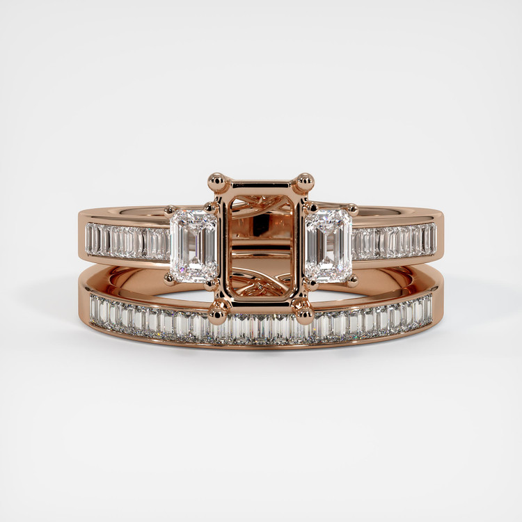 18K Rose Gold Three Stone Ring Setting