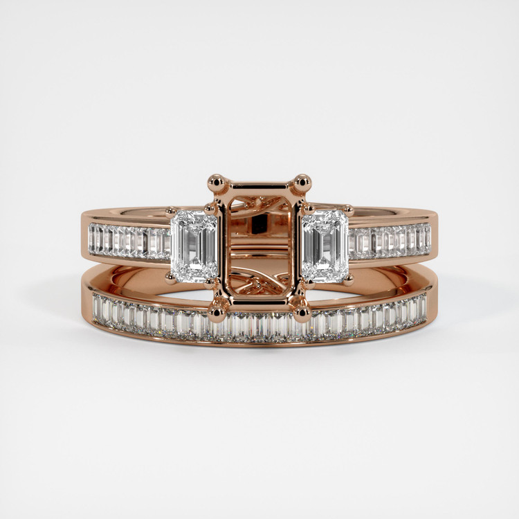 18K Rose Gold Three Stone Ring Setting