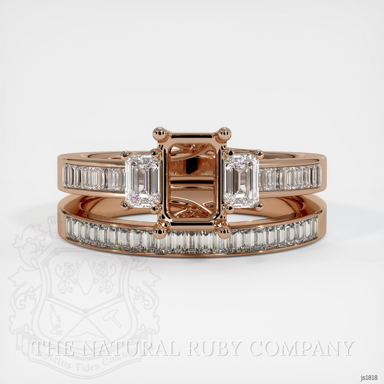 18K Rose Gold Three Stone Ring Setting