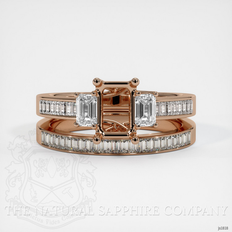 18K Rose Gold Three Stone Ring Setting