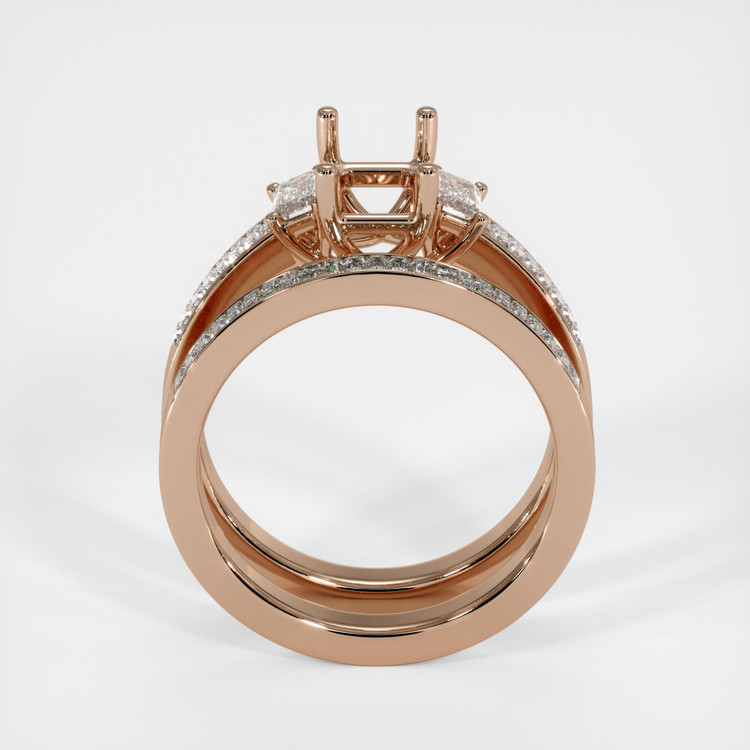 18K Rose Gold Three Stone Ring Setting