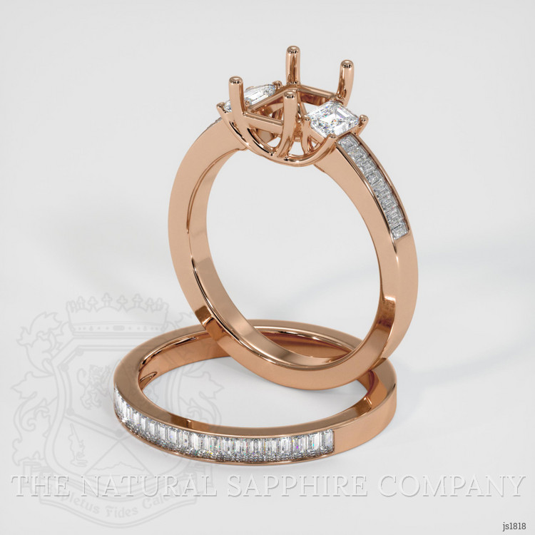 18K Rose Gold Three Stone Ring Setting