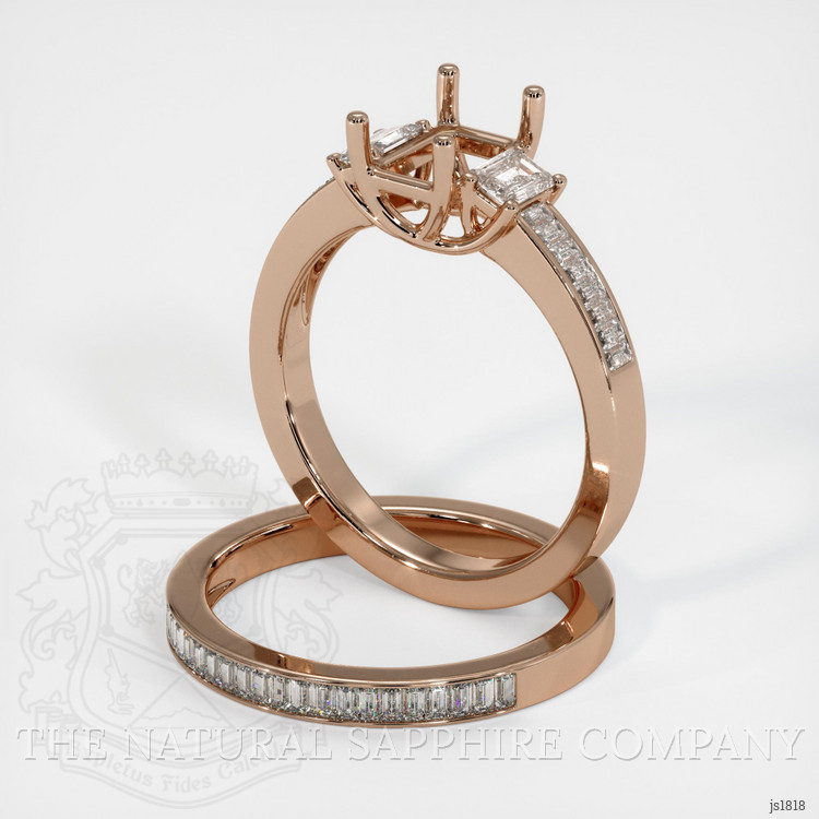 18K Rose Gold Three Stone Ring Setting