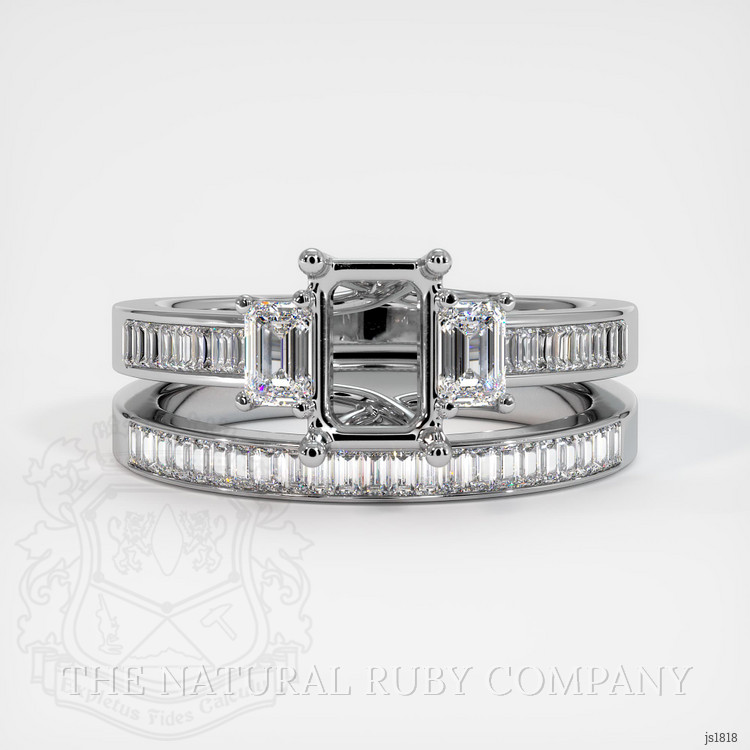 10K White Gold Three Stone Ring Setting