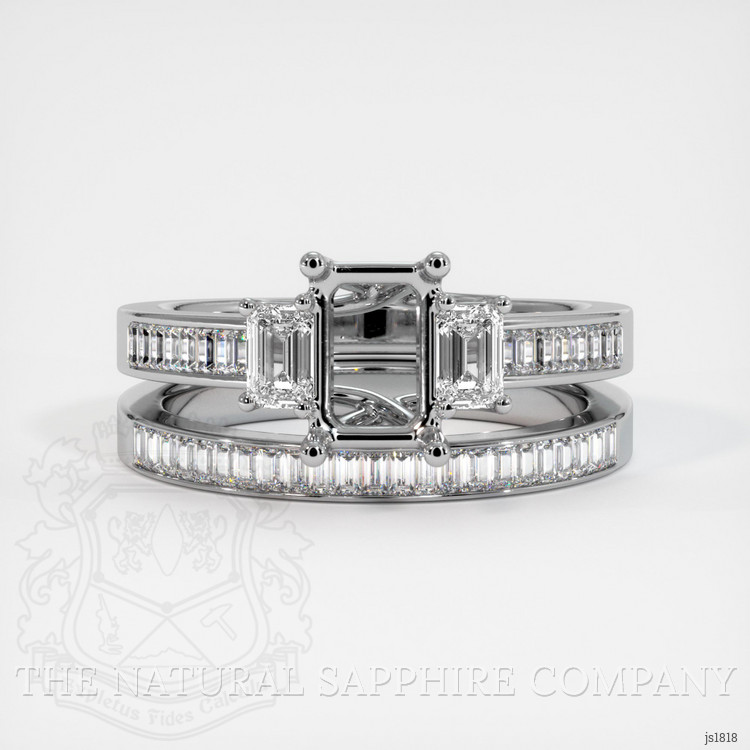 14K White Gold Three Stone Ring Setting