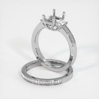 14K White Gold Three Stone Ring Setting Image