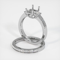 14K White Gold Three Stone Ring Setting Image