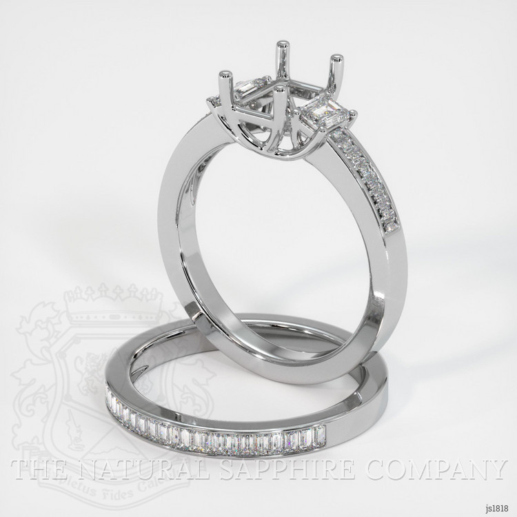 14K White Gold Three Stone Ring Setting