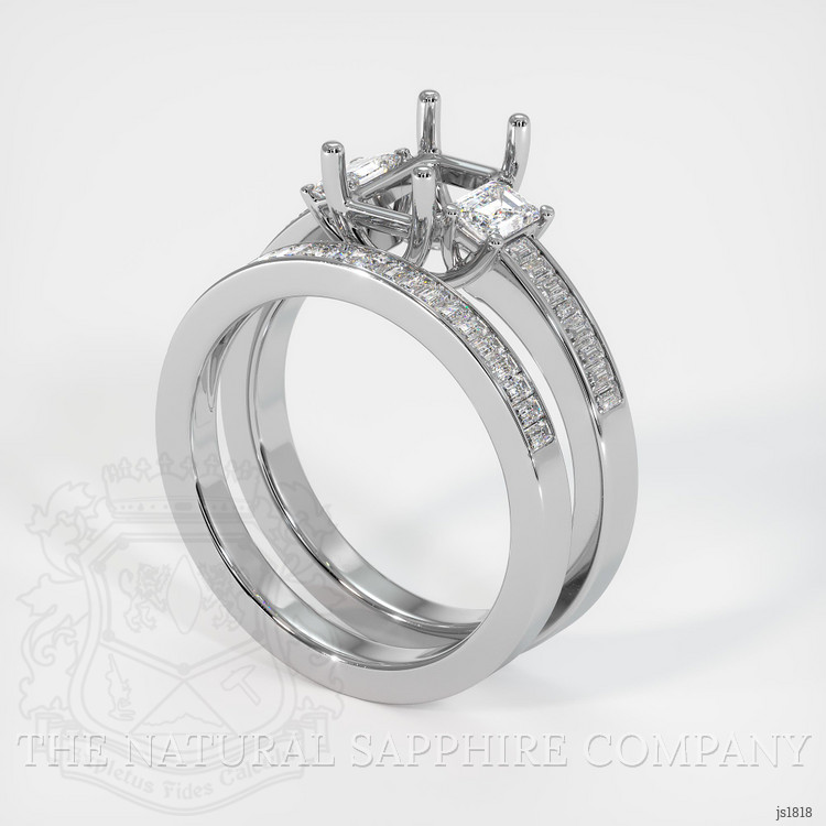18K White Gold Three Stone Ring Setting
