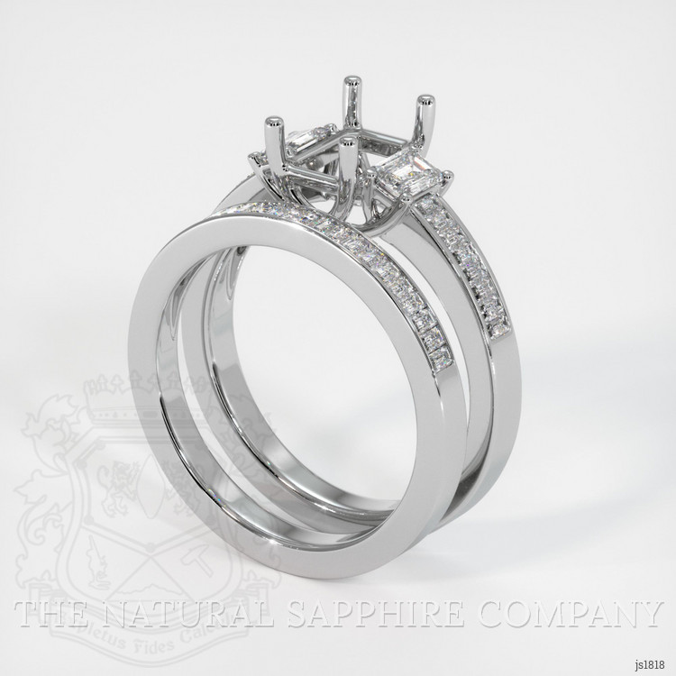 18K White Gold Three Stone Ring Setting