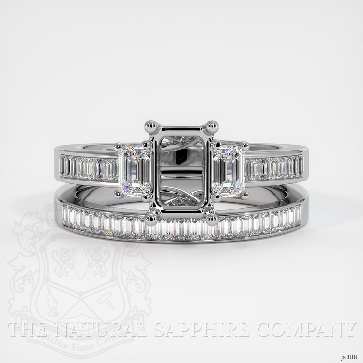18K White Gold Three Stone Ring Setting