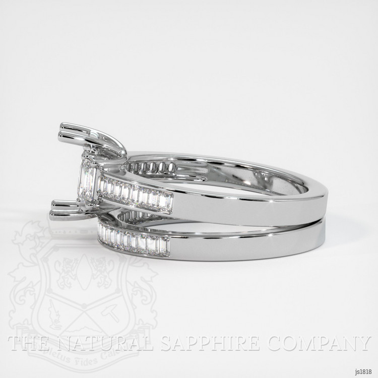 18K White Gold Three Stone Ring Setting