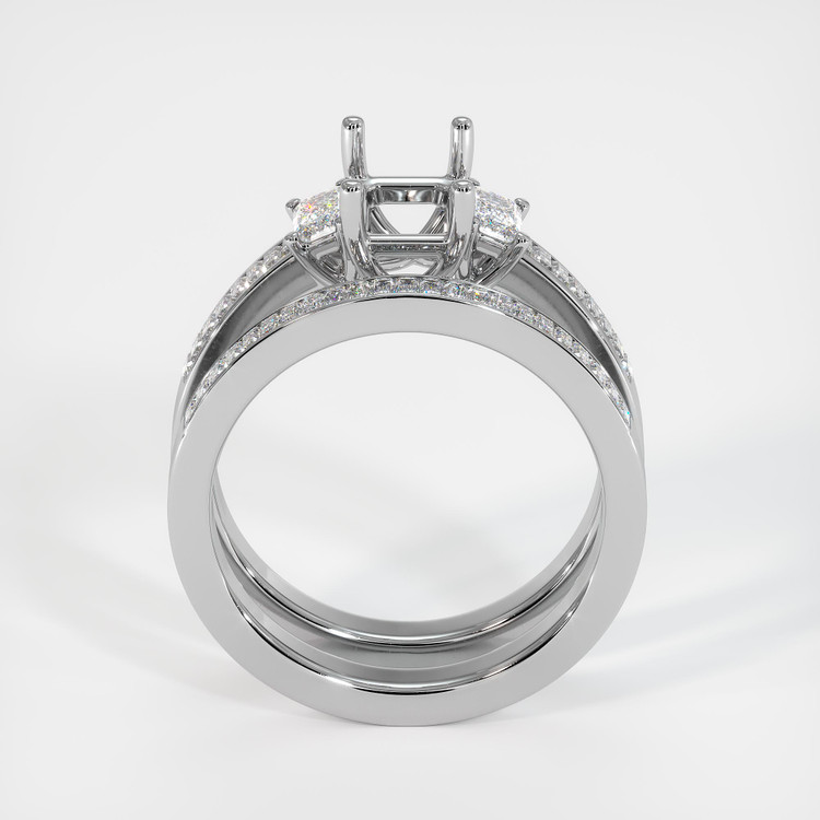 18K White Gold Three Stone Ring Setting