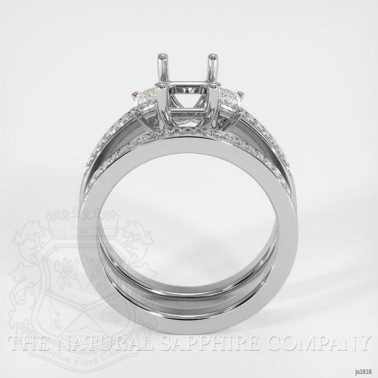18K White Gold Three Stone Ring Setting