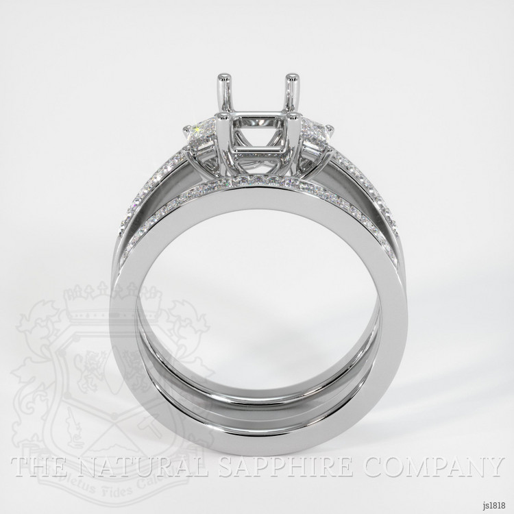 18K White Gold Three Stone Ring Setting