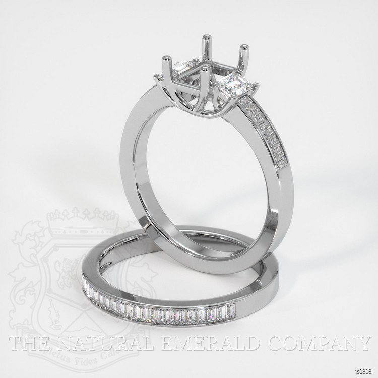 18K White Gold Three Stone Ring Setting