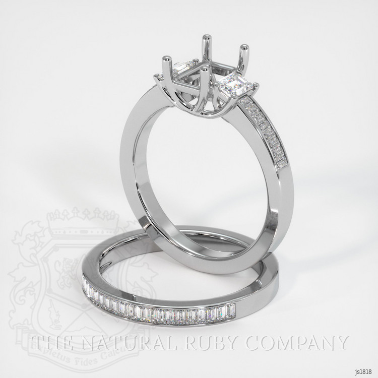 18K White Gold Three Stone Ring Setting