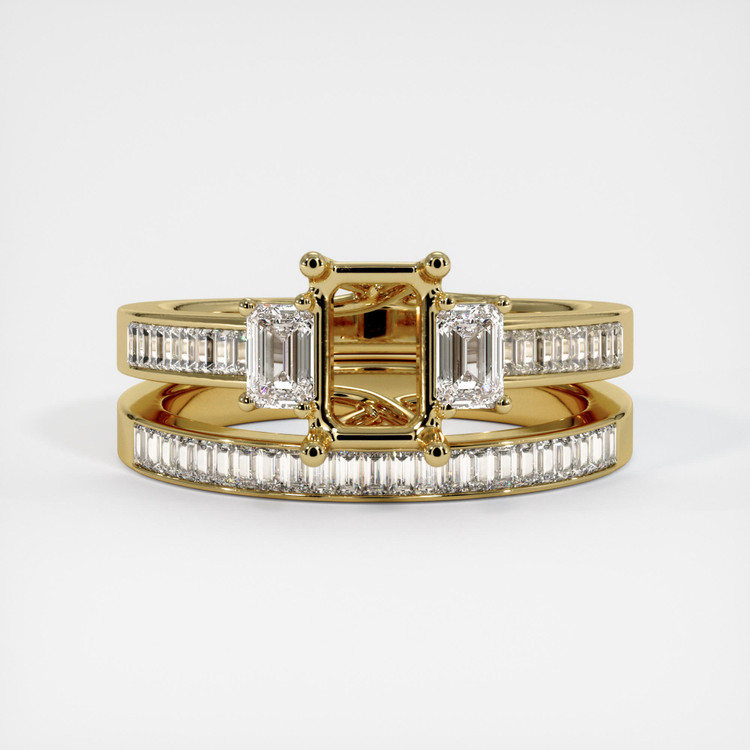 10K Yellow Gold Three Stone Ring Setting