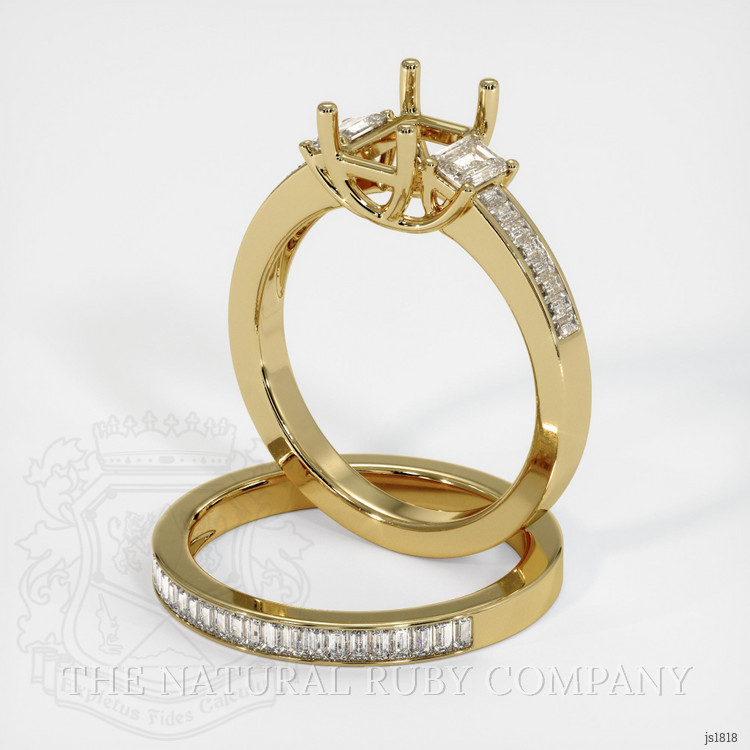 14K Yellow Gold Three Stone Ring Setting