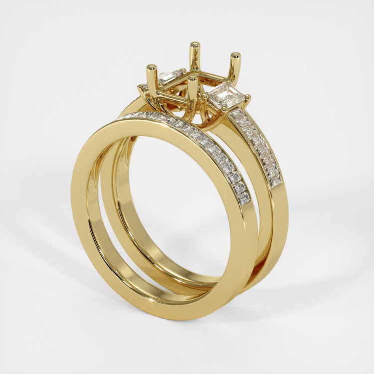 18K Yellow Gold Three Stone Ring Setting