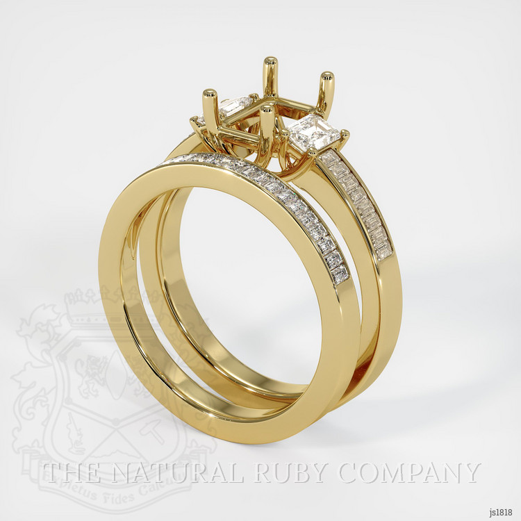 18K Yellow Gold Three Stone Ring Setting