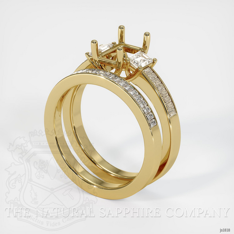 18K Yellow Gold Three Stone Ring Setting