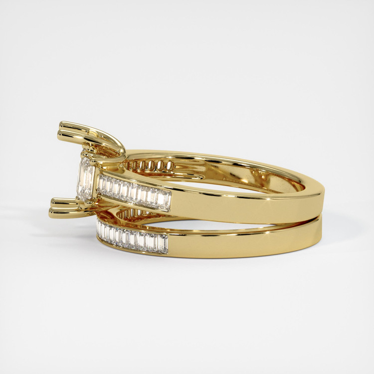 18K Yellow Gold Three Stone Ring Setting