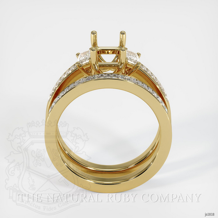 18K Yellow Gold Three Stone Ring Setting