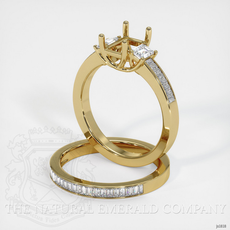 18K Yellow Gold Three Stone Ring Setting