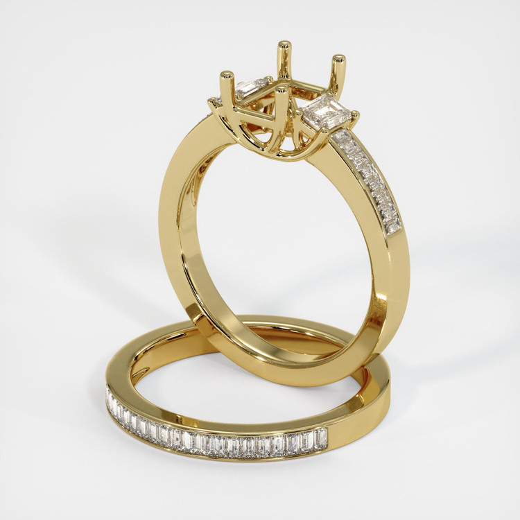 18K Yellow Gold Three Stone Ring Setting