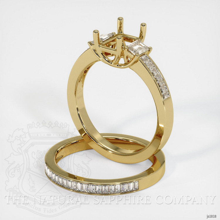 18K Yellow Gold Three Stone Ring Setting