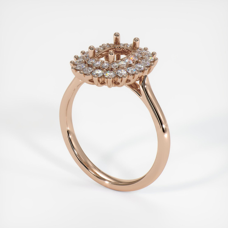 18K Rose Gold Halo Ring Setting