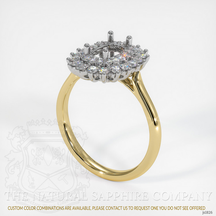 14K White & Yellow Halo Ring Setting