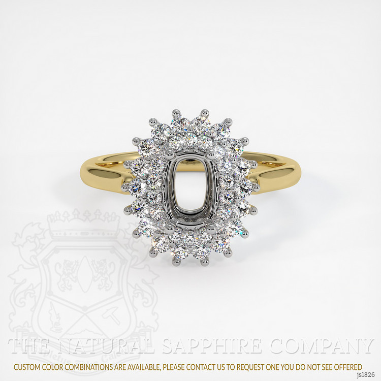 14K White & Yellow Halo Ring Setting