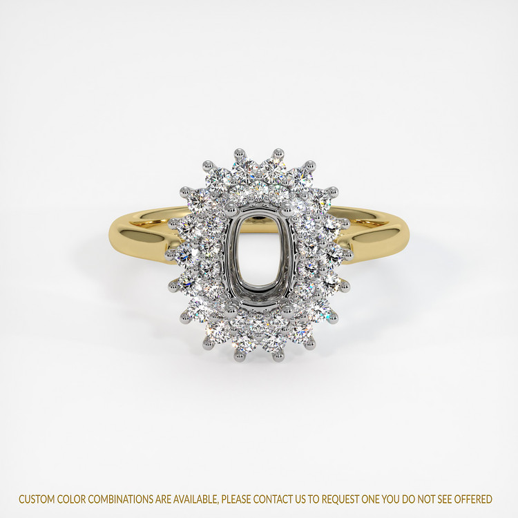 14K White & Yellow Halo Ring Setting