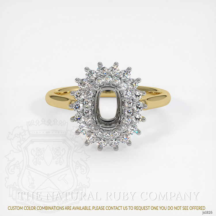 14K White & Yellow Halo Ring Setting