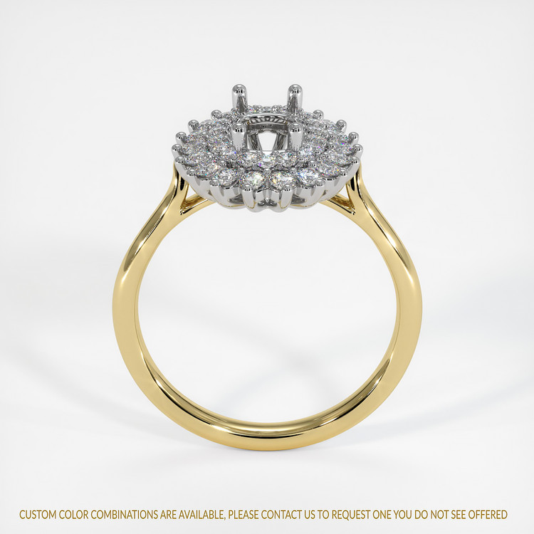 14K White & Yellow Halo Ring Setting