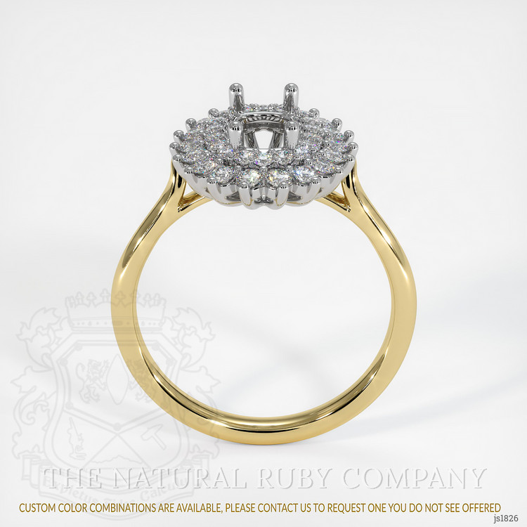 14K White & Yellow Halo Ring Setting