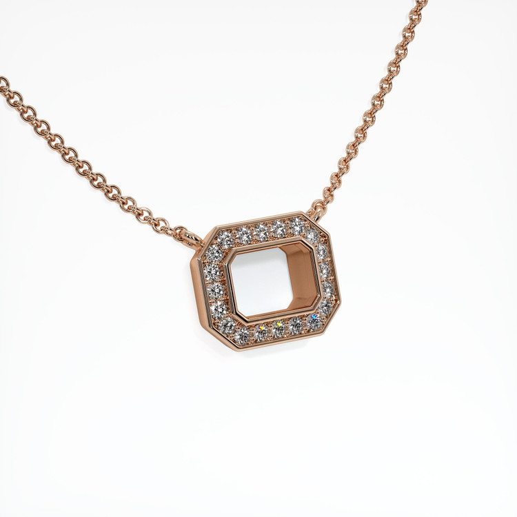 14K Rose Gold Pave Pendant Setting