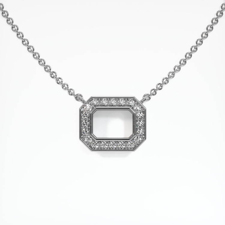 14K White Gold Pave Pendant Setting