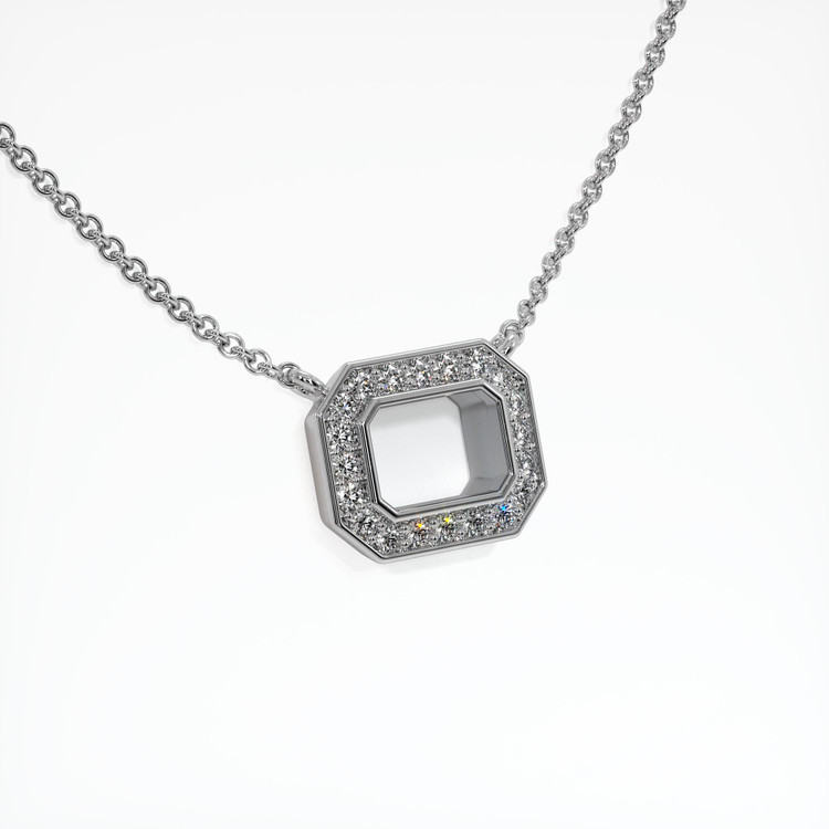 14K White Gold Pave Pendant Setting