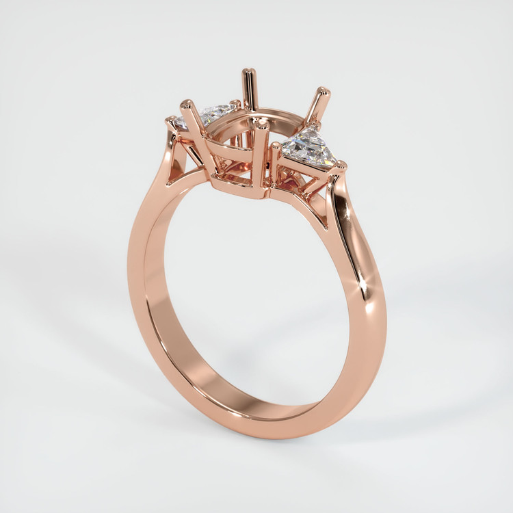 14K Rose Gold Three Stone Ring Setting