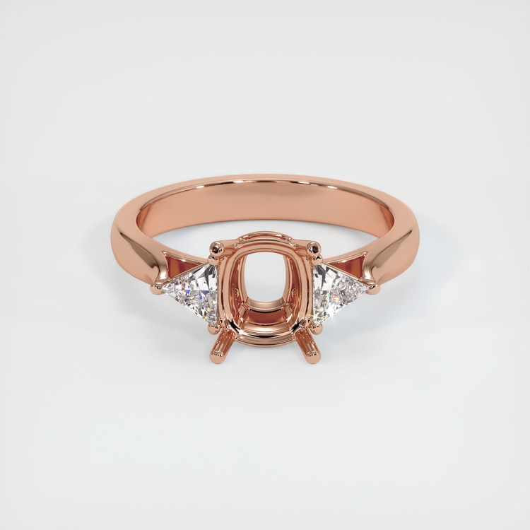 14K Rose Gold Three Stone Ring Setting