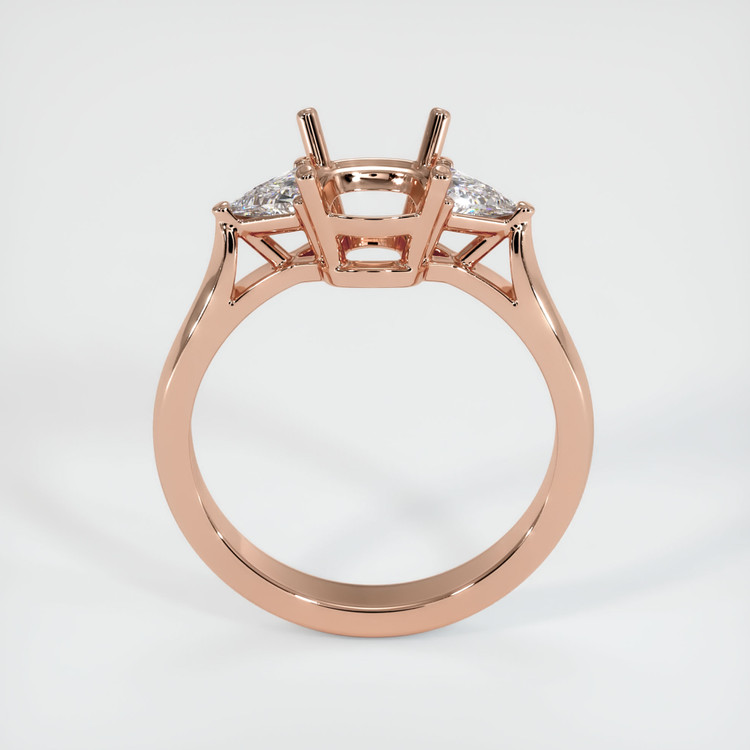 14K Rose Gold Three Stone Ring Setting