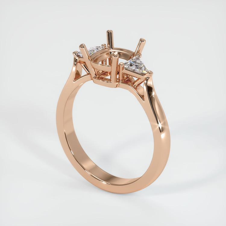 18K Rose Gold Three Stone Ring Setting