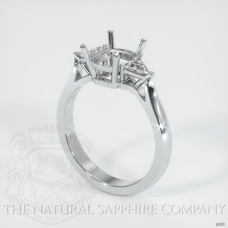 14K White Gold Three Stone Ring Setting