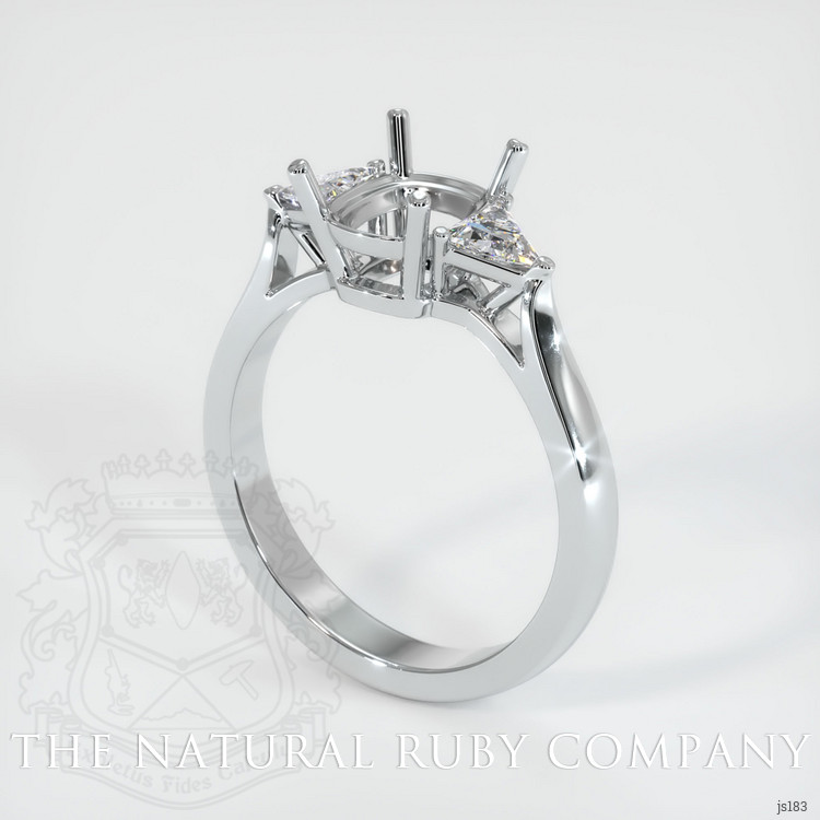 14K White Gold Three Stone Ring Setting