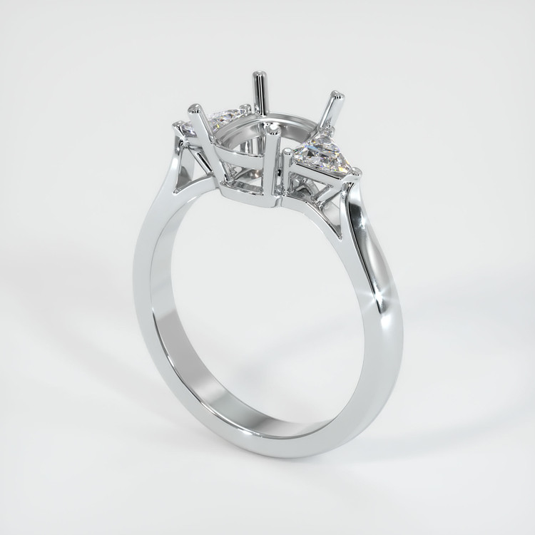 18K White Gold Three Stone Ring Setting