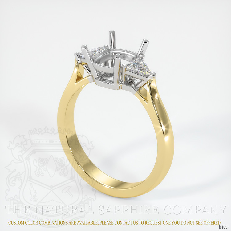 14K White & Yellow Three Stone Ring Setting